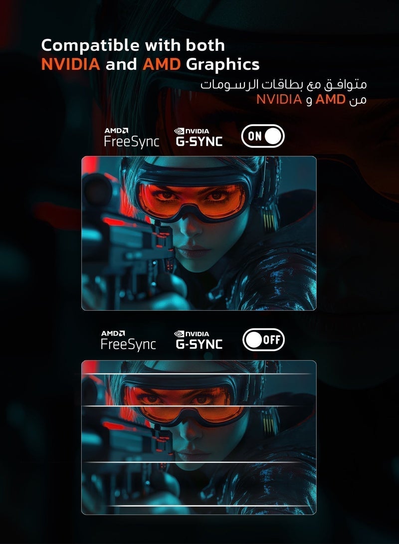 بورودو شاشة ألعاب منحنية بحجم 27 بوصة بدقة FHD ومعدل تحديث 280Hz، وقت استجابة 5ms، شاشة منحنية 1500R، شاشة متوافقة مع AMD FreeSync و G-Sync، قاعدة دوارة، إضاءة RGB، بدون حدود - Image 3